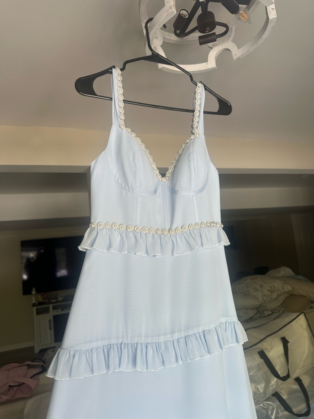 Revelry Powder Blue Ruffle-Tier Maxi Dress - Picture 3 of 6
